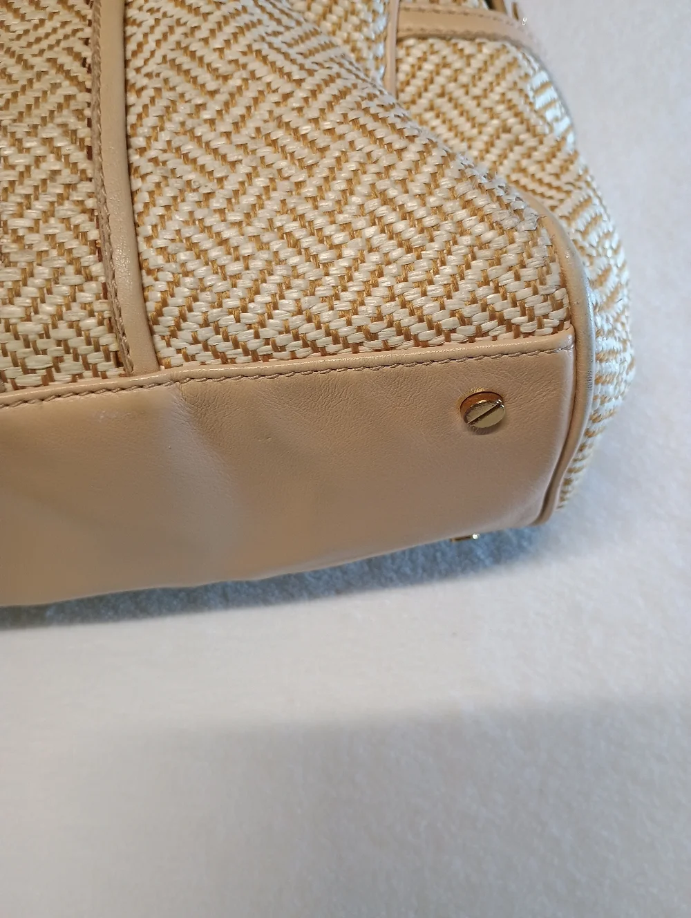 Tory Burch Vintage Woven Beige Weekend Duffel Bag - Unbranded - Picture 4 of 13